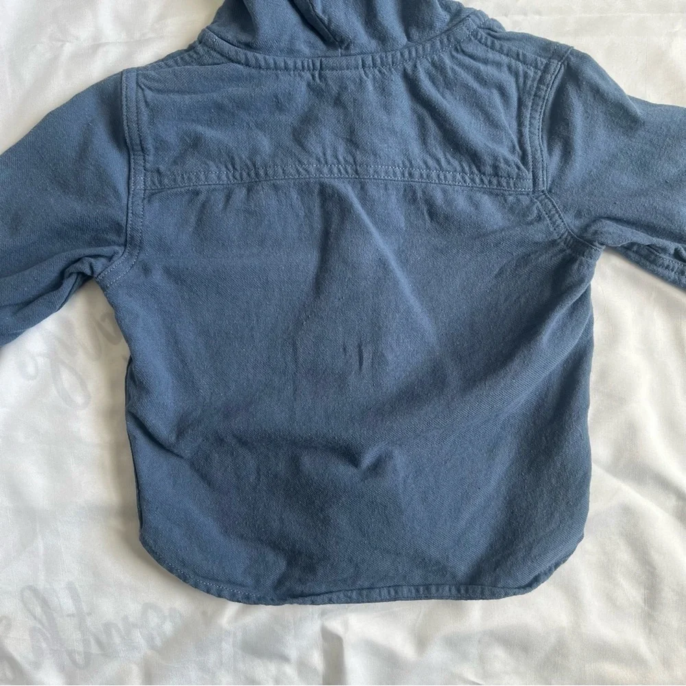Baby Gap Blue Cotton Hooded Button-Up Shirt Size 12-18 Months